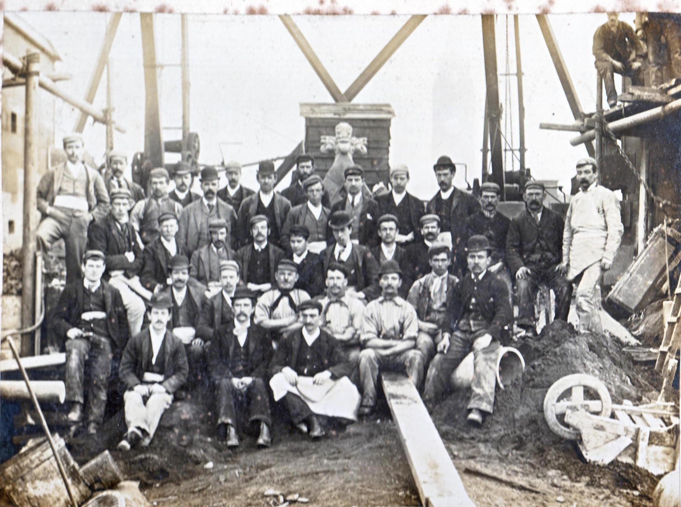 James Hapgood front right, sitting on pipe